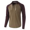 JEsilunmaMY Mens Lightweight Hoodie Shirts Button Neck Long Sleeve Drawstring Pullovers Color Block Casual Sports Sweatshirt (ArmyGreen,Large) view 1