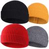 4pcs Wool Fisherman Beanies for Men, Knit Short Watch Cap Winter Warm Hats view 1