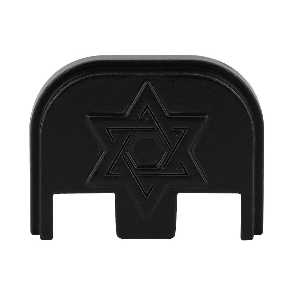 3D Aluminum Cover Slide Back Plate for Gen 1-5 Glock 17 18 19 20 21 22 23 24 25 26 27 28 29 30 31 32 33 34 35 36 37 38 39 40 41 44 45, Fit Standard/Compact/Subcompact/Slim Model, Star of David