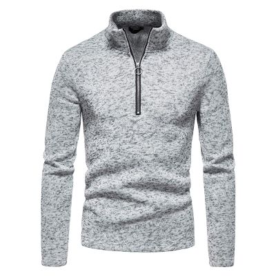 JEsilunmaMY Mens Turtleneck Sweatshirt Quarter-Zip Long Sleeve Casual Knitted T-Shirt Solid Casual Sports Pullover Sweaters (Light Grey,X-Large)