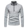 JEsilunmaMY Mens Turtleneck Sweatshirt Quarter-Zip Long Sleeve Casual Knitted T-Shirt Solid Casual Sports Pullover Sweaters (Light Grey,X-Large) view 1