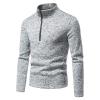 JEsilunmaMY Mens Turtleneck Sweatshirt Quarter-Zip Long Sleeve Casual Knitted T-Shirt Solid Casual Sports Pullover Sweaters (Light Grey,X-Large) view 2