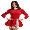 easyforever Women's Figure Roller Ice Skating Ballet Dance Leotard Dress Christmas Soft Velvet Dress Red Medium view 1