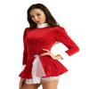 easyforever Women's Figure Roller Ice Skating Ballet Dance Leotard Dress Christmas Soft Velvet Dress Red Medium view 2