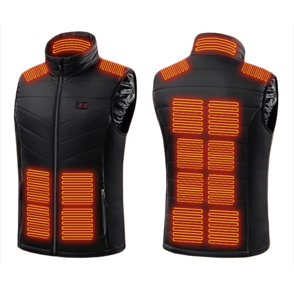 15 Area Heated Vest Unisex USB Heated Vest Smart Control Temperature Heating Jacket S-4XL(Color:Black,Size:S)