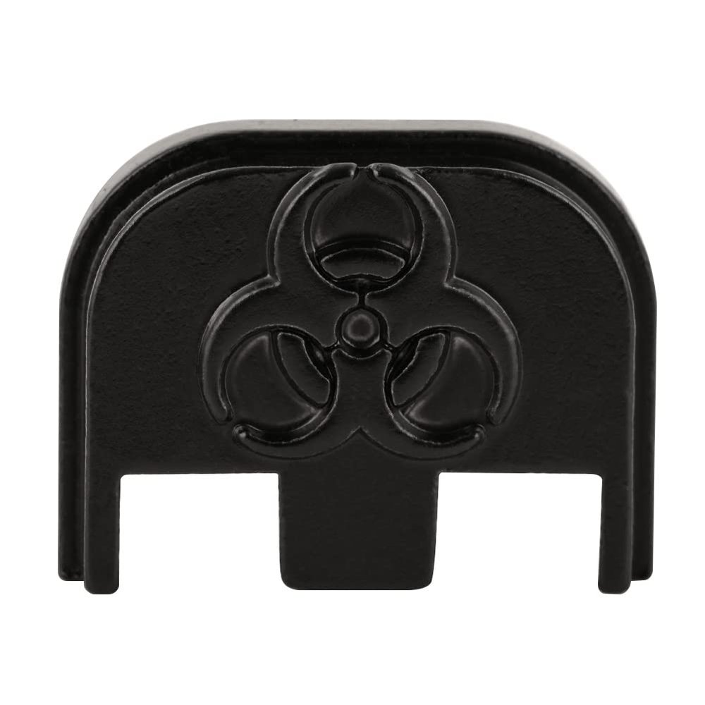 3D Aluminum Cover Slide Back Plate for Gen 1-5 Glock 17 18 19 20 21 22 23 24 25 26 27 28 29 30 31 32 33 34 35 36 37 38 39 40 41 44 45, Fit Standard/Compact/Subcompact/Slim Model, Biohazard