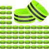 Yilloog 100 Pcs Reflective Arm Bands for Night Walking Reflector Bands Wrist Arm Ankle Leg High Visibility Reflective Gear Safety Reflector Tape Straps for Cycling and Running(Green) view 1