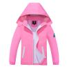 SaphiRose Kids Rain Jacket Waterproof Raincoat Mesh Lined Coat with Removable Hood for Boys Girls (Pink,10-12 years) view 1