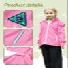 SaphiRose Kids Rain Jacket Waterproof Raincoat Mesh Lined Coat with Removable Hood for Boys Girls (Pink,10-12 years) view 3