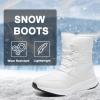 Women's Snow Boots Winter Warm Plush Lined Cozy Waterproof Booties Anti Slip Mid Calf Boots Lace Up Outdoor Lightweight Walking Booties Thickening Sneakers White 39 view 2