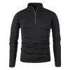 JEsilunmaMY Mens Quarter-Zip Sweatshirt Winter Long Sleeve Stand Collar Pullover Tops Solid Color Slimming Casual Jumpers (Black,3X-Large) view 1