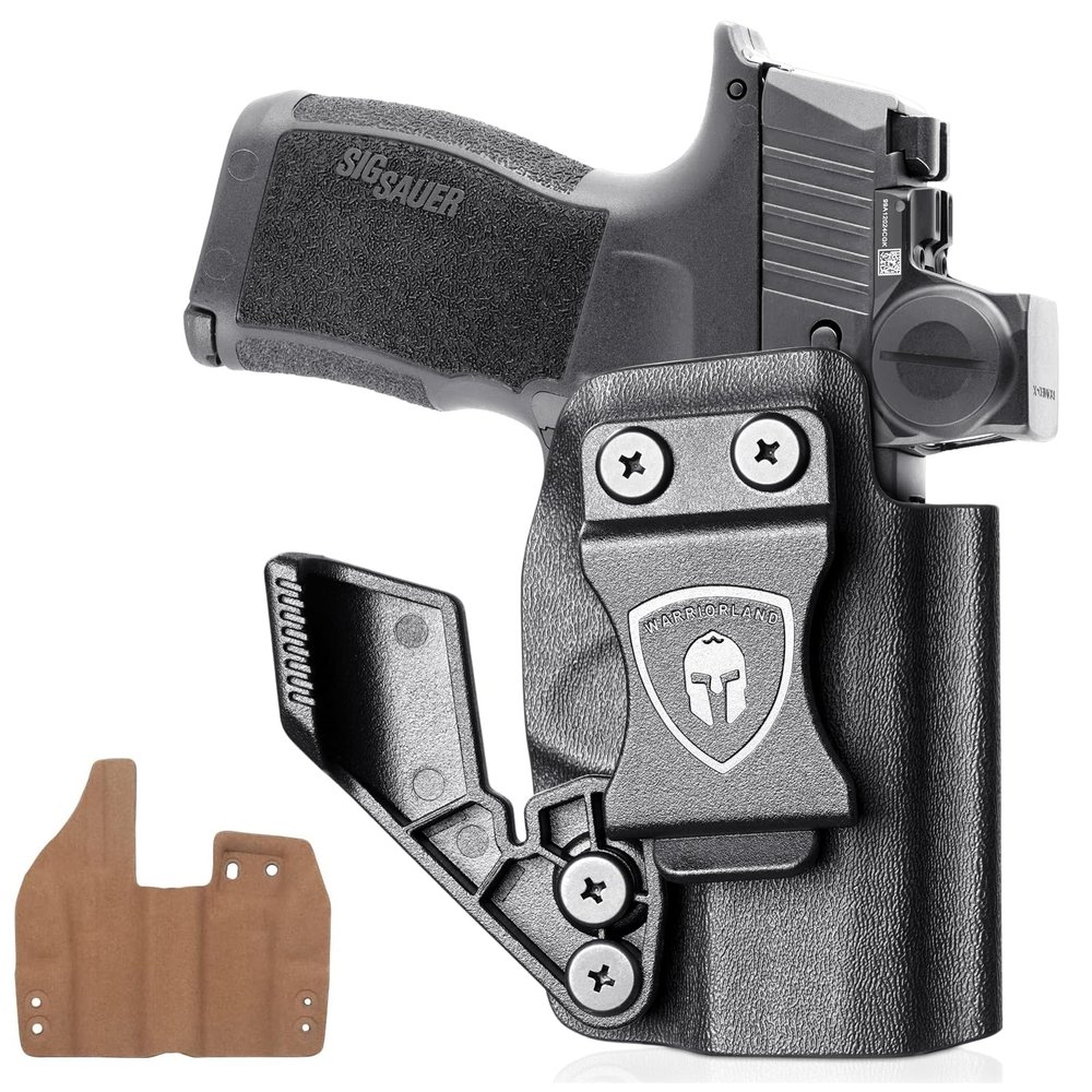 WARRIORLAND IWB Kydex Holster Leather Interior w/Claw & Optics Cut, Compatible with Sig P365 / P365 SAS / P365X P365XL, Inside Waistband Concealed Carry, Adj. Retention & Cant, Right Hand