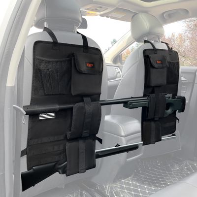 MYDAYS 2 Pack Tactical Seat Back Gun Rack, Camo Front Seat Gun Organizer with Molle Panel Vehicle Gun Holder for Hunting Rifles/Shotguns (Camo)