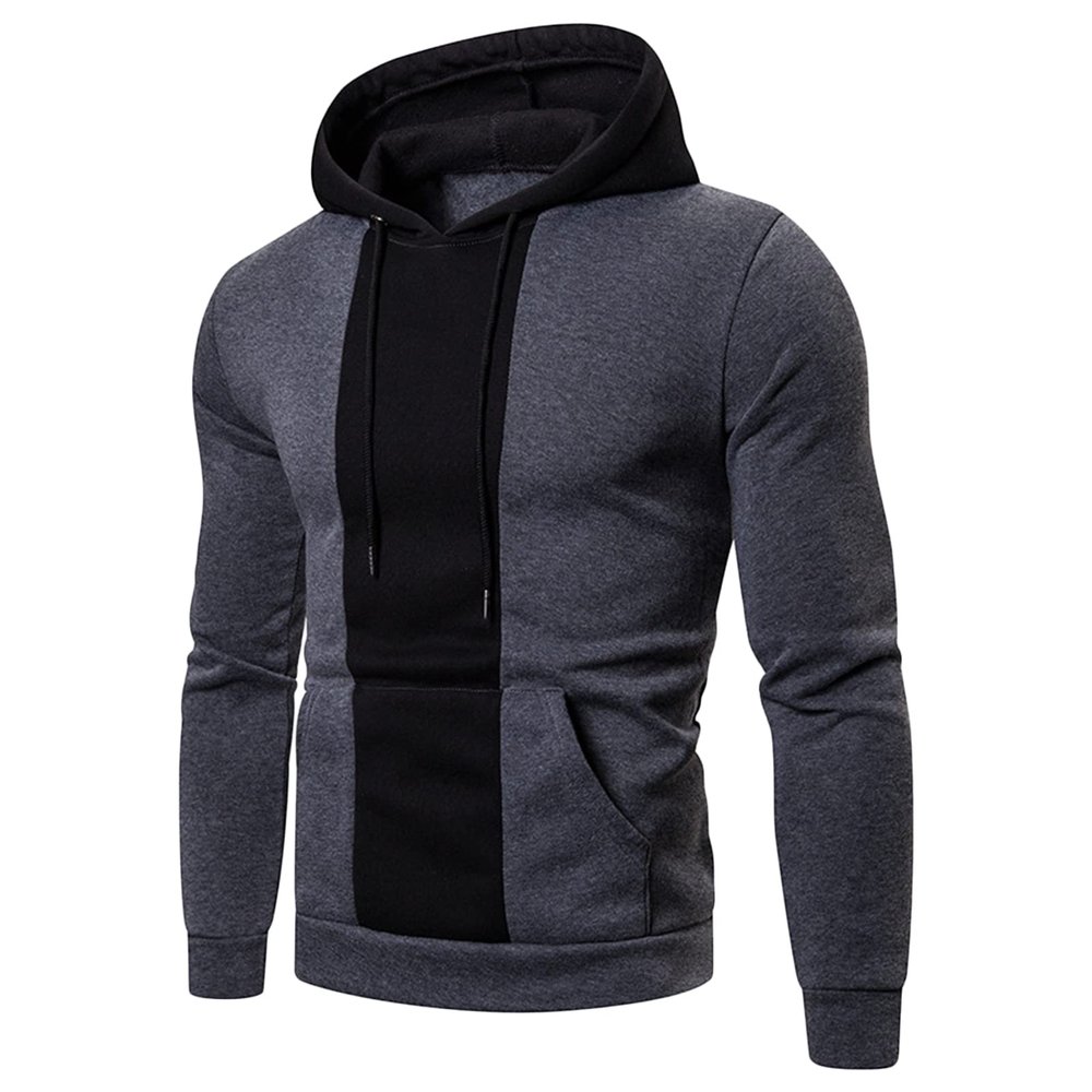 JEsilunmaMY Men's Color Block Hoodies Fashion Long Sleeve Pullover Sweatshirts Slimming Casual Sports Outdoor Jumper Tops (Grey,Medium)