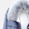 XUNRYAN Girls Denim Sherpa Fleece Jackets Petite Women Winter Warm Coats Faux-Fur Collar Anoraks Parkas Jean Jacket Outerwear view 4
