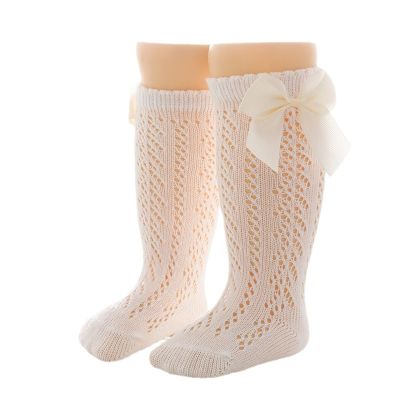 Baby Infants Toddlers Girls Knee High Socks 1 Pack Bow Long Stockings Ruffled Socks School Leggings (White, 1-3 Years)