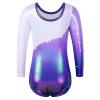 BAOHULU Gymnastics Leotard for Girls Shiny Practice Dancewear B272_WhitePurple_4A view 2