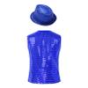 FEESHOW Kids Boys Girls Glittery Sequins Sleeveless Button Closure Vest Jacket for Stage Performance Show Dancewear Blue A 13-14 Years view 2
