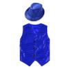 FEESHOW Kids Boys Girls Glittery Sequins Sleeveless Button Closure Vest Jacket for Stage Performance Show Dancewear Blue A 13-14 Years view 3