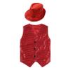 FEESHOW Kids Boys Girls Glittery Sequins Sleeveless Button Closure Vest Jacket for Stage Performance Show Dancewear Red A 13-14 Years view 3