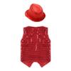 FEESHOW Kids Boys Girls Glittery Sequins Sleeveless Button Closure Vest Jacket for Stage Performance Show Dancewear Red A 13-14 Years view 4