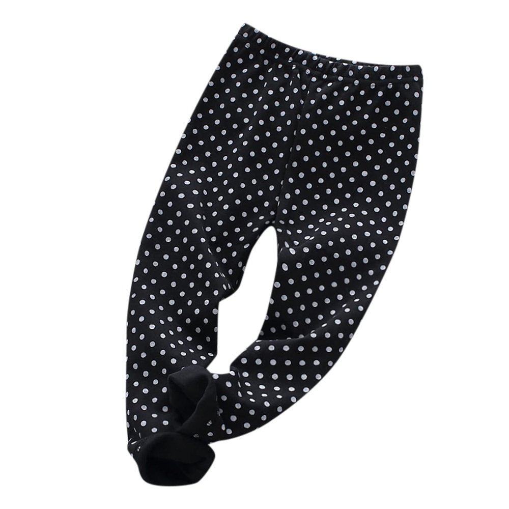 Toddler Children Infant Baby Girls Polka Dot Pants Leggings Trousers Clothes Outfits Orange Leggings (Black, 2-3 Years)