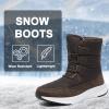 Women's Snow Boots Winter Warm Plush Lined Cozy Waterproof Booties Anti Slip Mid Calf Boots Lace Up Outdoor Lightweight Walking Booties Thickening Sneakers Brown 39 view 2