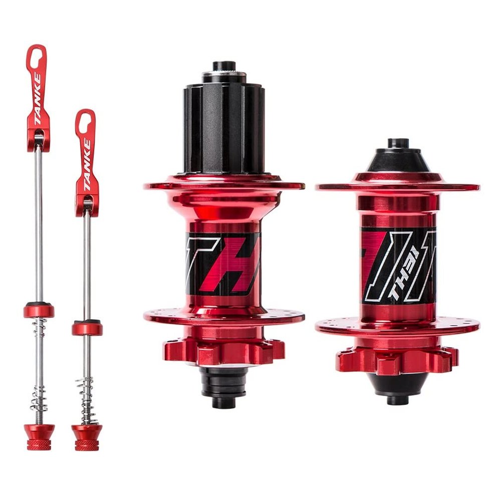 KOVBOX MTB Bicycle Hubs 32/36 Holes Disc Brake Mountain Bike Hub Set Quick Release Front Hub 100mm Rear Hub 135mm 7/8/9/10/11/12 Speed (Color : Red, Size : 32H)