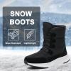 Women's Snow Boots Winter Warm Plush Lined Cozy Waterproof Booties Anti Slip Mid Calf Boots Lace Up Outdoor Lightweight Walking Booties Thickening Sneakers Black 38 view 2