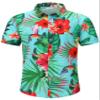SheLucki Hawaiian Shirt for Men, Unisex Summer Beach Casual Short Sleeve Button Down Shirts, Printed Palmshadow Clothing Pineapple Light Blue 2XL view 3