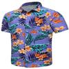 SheLucki Hawaiian Shirt for Men, Unisex Summer Beach Casual Short Sleeve Button Down Shirts, Printed Palmshadow Clothing Flower Purple 3XL view 1