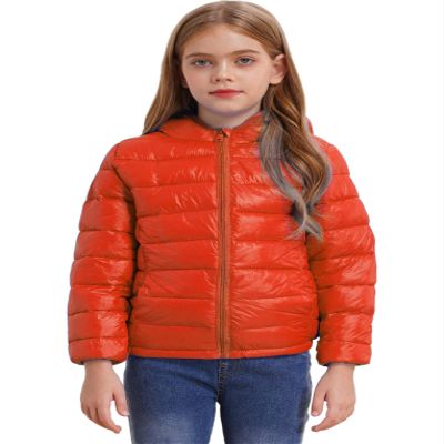 Oyolan Youth Boys Girls Winter Coat Water-Resistant Hoodie Zipper Puff Jacket Warm Lightweight Down Coat Orange 11-12 Years