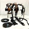 Antique Finished Leather Horse Driving Harness for Single Horse Cart | Stainless Steel Hardware | Tooled & Carved Leather | Copper Studs | (Cob, Black & Natural) view 1