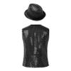 FEESHOW Kids Boys Girls Glittery Sequins Sleeveless Button Closure Vest Jacket for Stage Performance Show Dancewear Black A 17-18 Years view 2