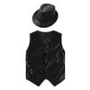 FEESHOW Kids Boys Girls Glittery Sequins Sleeveless Button Closure Vest Jacket for Stage Performance Show Dancewear Black A 17-18 Years view 3
