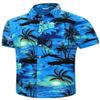 SheLucki Hawaiian Shirt for Men, Unisex Summer Beach Casual Short Sleeve Button Down Shirts, Printed Palmshadow Clothing Palm Tree Blue 3XL view 1