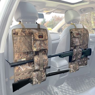MYDAYS 2 Pack Tactical Seat Back & Front Seat Gun Organizer with Molle Panel Vehicle Gun Holders for Hunting Rifles & Shotguns (Camo)
