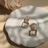 Austrian Crystal Earrings Handmade Gold Plated Sparkling Clear Crystal Clip Earrings Retro Dangle Earrings for Women view 2