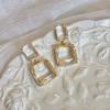 Austrian Crystal Earrings Handmade Gold Plated Sparkling Clear Crystal Clip Earrings Retro Dangle Earrings for Women view 3