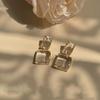 Austrian Crystal Earrings Handmade Gold Plated Sparkling Clear Crystal Clip Earrings Retro Dangle Earrings for Women view 3