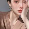 Austrian Crystal Earrings Handmade Gold Plated Sparkling Clear Crystal Clip Earrings Retro Dangle Earrings for Women view 4