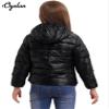 Oyolan Youth Boys Girls Winter Coat Water-Resistant Hoodie Zipper Puff Jacket Warm Lightweight Down Coat Black 13-14 Years view 2