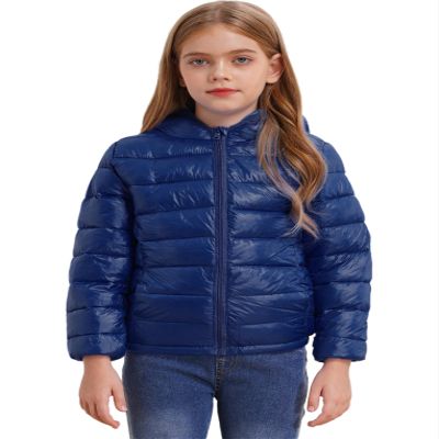 Oyolan Youth Boys Girls Winter Coat Water-Resistant Hoodie Zipper Puff Jacket Warm Lightweight Down Coat Dark Navy 5-6 Years