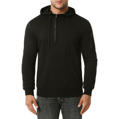 DGHM-JLMY Men's Outdoor Sports Leisure Hoodies Casual Fashion Hoodie Pullover Hoodies 1/4 Zip Long Sleeve Drawstring (Black,Small)