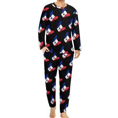 French Bulldog Sketch Men's Pajamas Set Soft Pjs Sets Sleepwear Loungewear with Pockets 6XL