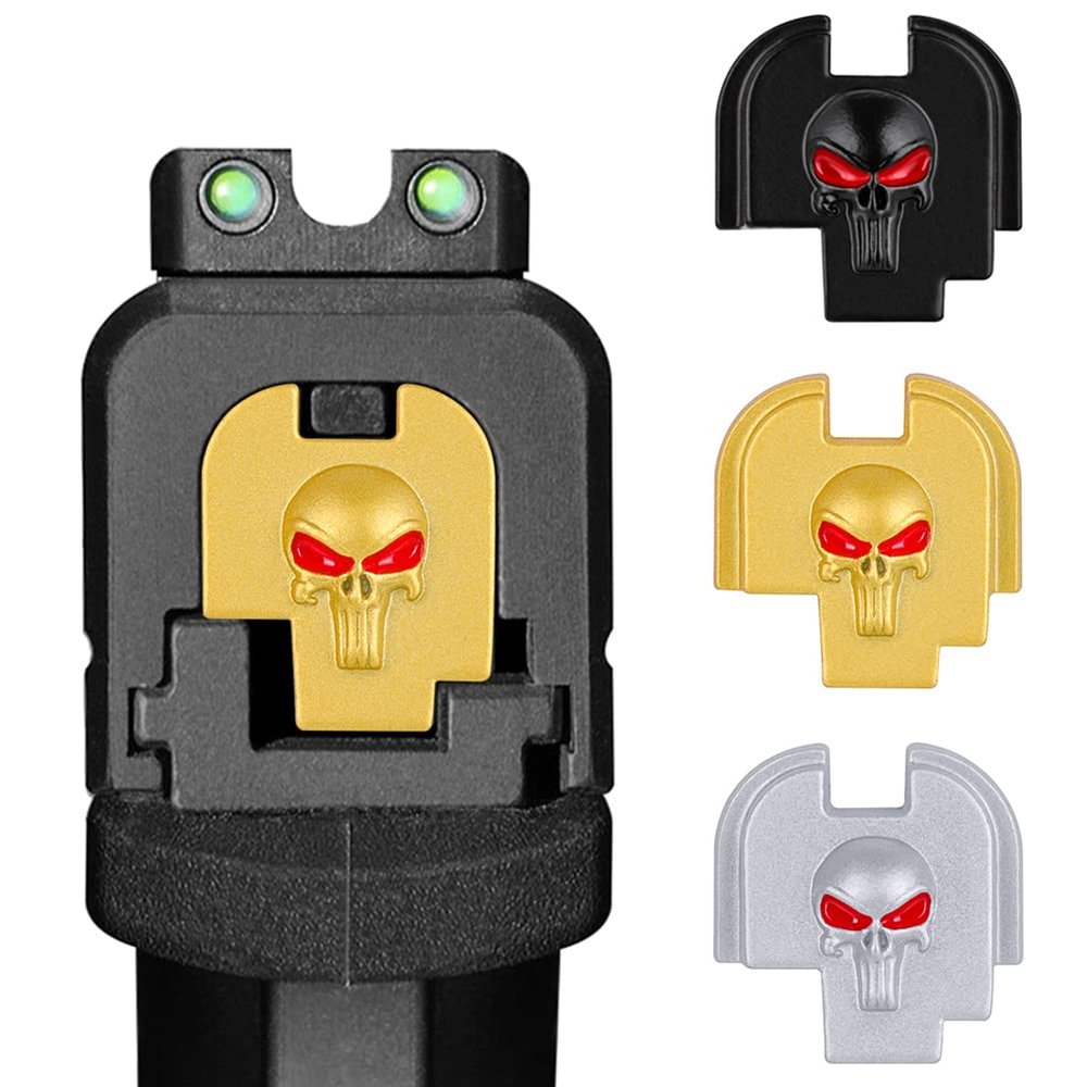 3D Aluminum Rear Slide Cover Plates for Springfield Models XD-S MOD.2 9mm/40Cal and XD-S 9mm/40Cal Accessories, Golden Skull Red Eyes