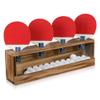 Ping Pong Paddle Storage Rack Table Tennis Racket Display Wall Mounted Holder for 4 Paddles and Balls Storage in Bar Room, Game Room, Office Break Room, Garage, Bedroom, Home, Rustic Burnt view 1