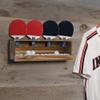 Ping Pong Paddle Storage Rack Table Tennis Racket Display Wall Mounted Holder for 4 Paddles and Balls Storage in Bar Room, Game Room, Office Break Room, Garage, Bedroom, Home, Rustic Burnt view 2