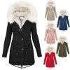 TIMIFIS Womens Coats Plus Size Overcoats with Fur Hood Fleece Chunky Jackets Zipper Button Outerwear Winter Warm Parka B-pink 5X-Large view 2