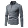 JEsilunmaMY Mens Turtleneck Sweatshirt Quarter-Zip Long Sleeve Casual Knitted T-Shirt Solid Casual Sports Pullover Sweaters (Dark Grey,Large) view 2